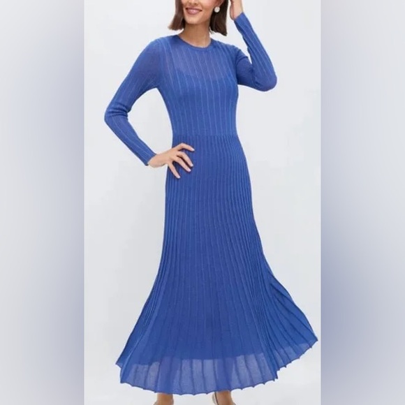 Hyacinth House | Cobalt Shimmer Knit Cammie Maxi Dress - Picture 1 of 4